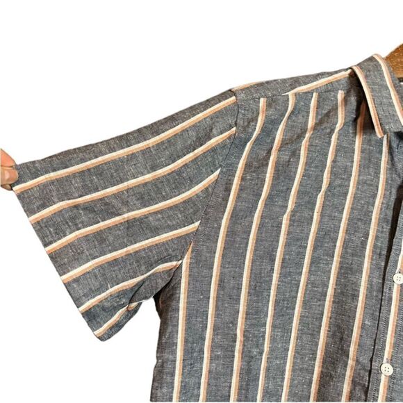 Line of trade cotton & linen blend striped button shirt - Picture 3 of 9